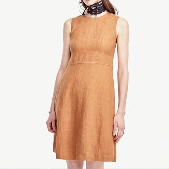 Ann Taylor Linen Sleeveless‎ Sheath Dress with Pockets in Tan, Size 6 - Picture 1 of 11
